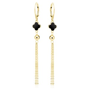 Cercei argint lungi placati cu aur galben cu lantisoare, email negru si tortite DiAmanti Z2064DG_B-DIA (Argint 925‰ 3 g.)